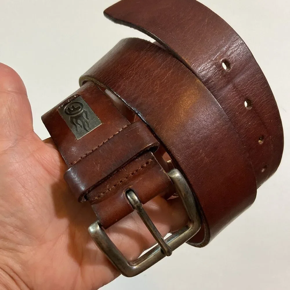 VTG,AUTHENTIC FOSSIL Brown Leather Men's Belt Size 35-34